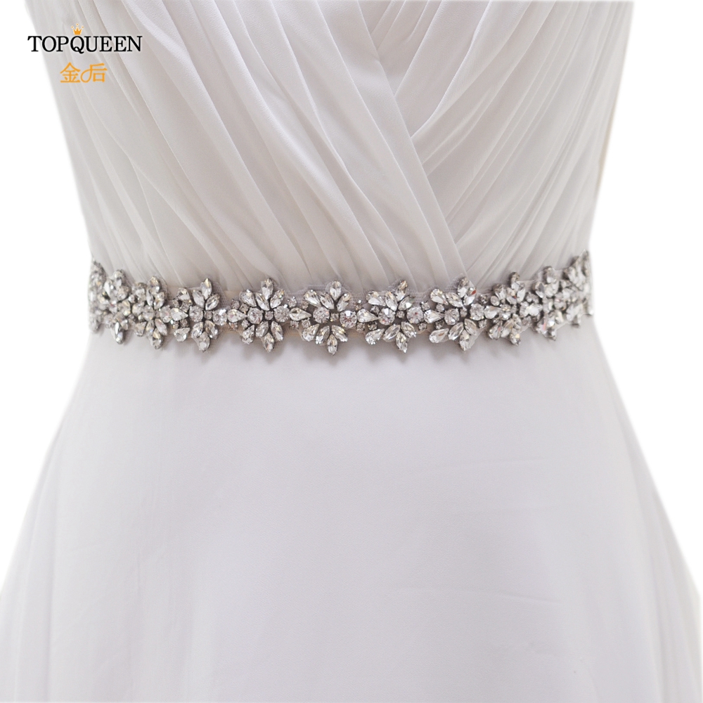 Topqueen S269 Vrouwen Crystal Rhinestone Sjerpen Bruidsmeisje Avondfeest Riem Trouwjurken Accessoires Tailleband Bruids Riemen