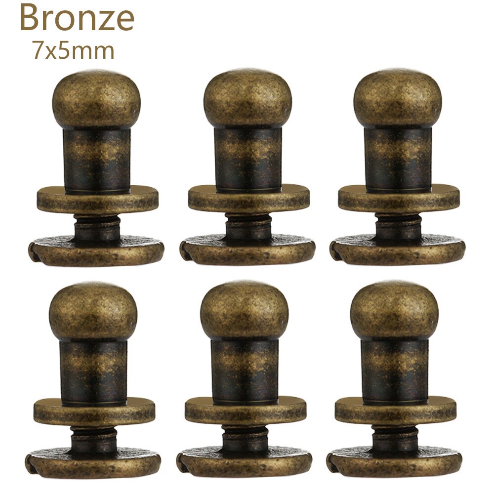 10PCS Monk Head Screws Leather Metal Craft Belt Wallet Solid Brass Nail Rivets Screws Bags Accessories Tacks: 7X5mm Bronze