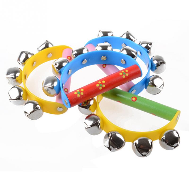 Pandereta pequeña de mano para bebés y niños, campana de Metal, cascabeles de percusión, Musical, , 1 Uds.