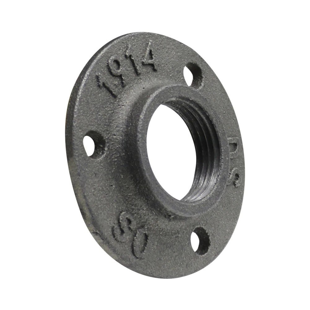 1PC 1/2" 3/4" 1" Decorative Flange Black Iron Flange Pipe Floor Fitting Wall Mount Three Bolt Holes BSP Thread For Home Hardware