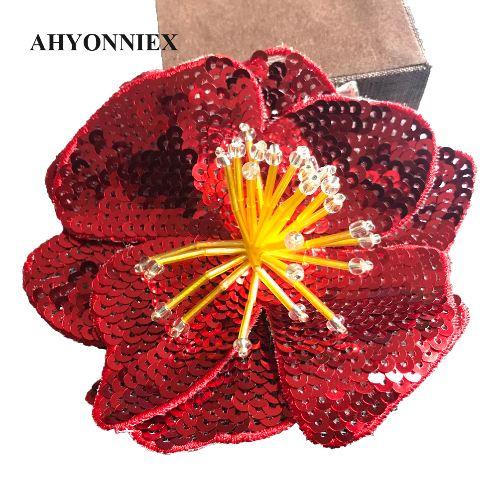 11Cm Twee Lagen Kleurrijke Pailletten Sticker Bloem Patch Naaien Kleding Decoratie Applique: Koper