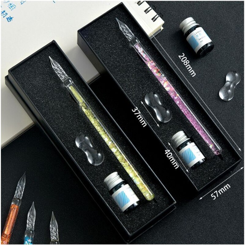 Quicksand Gradient Colour Glass Dip Pen 16 Style Student Stationery School Supplies Writing Printing Fountain Pen School
