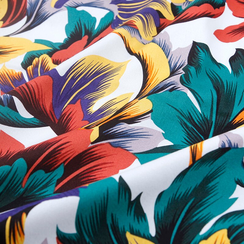 Venda quente tecido de vestuário de algodão retro artesanal diy tecido tricolor canna vestuário impressão senhoras vestido tecidos