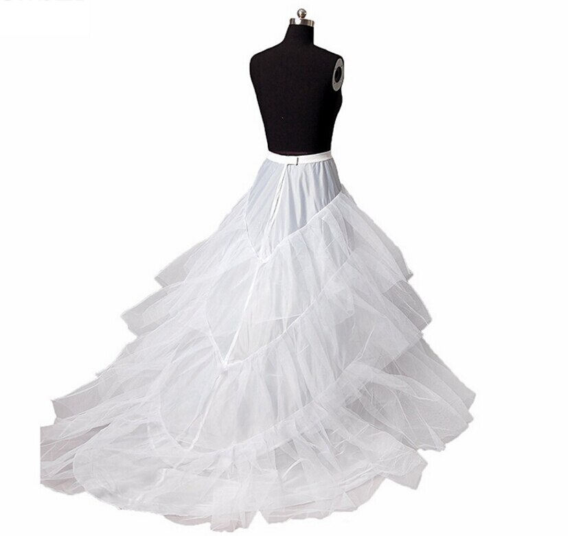 White Petticoat Train Crinoline Underskirt 3-Layers For Wedding Dresses Bridal Gowns
