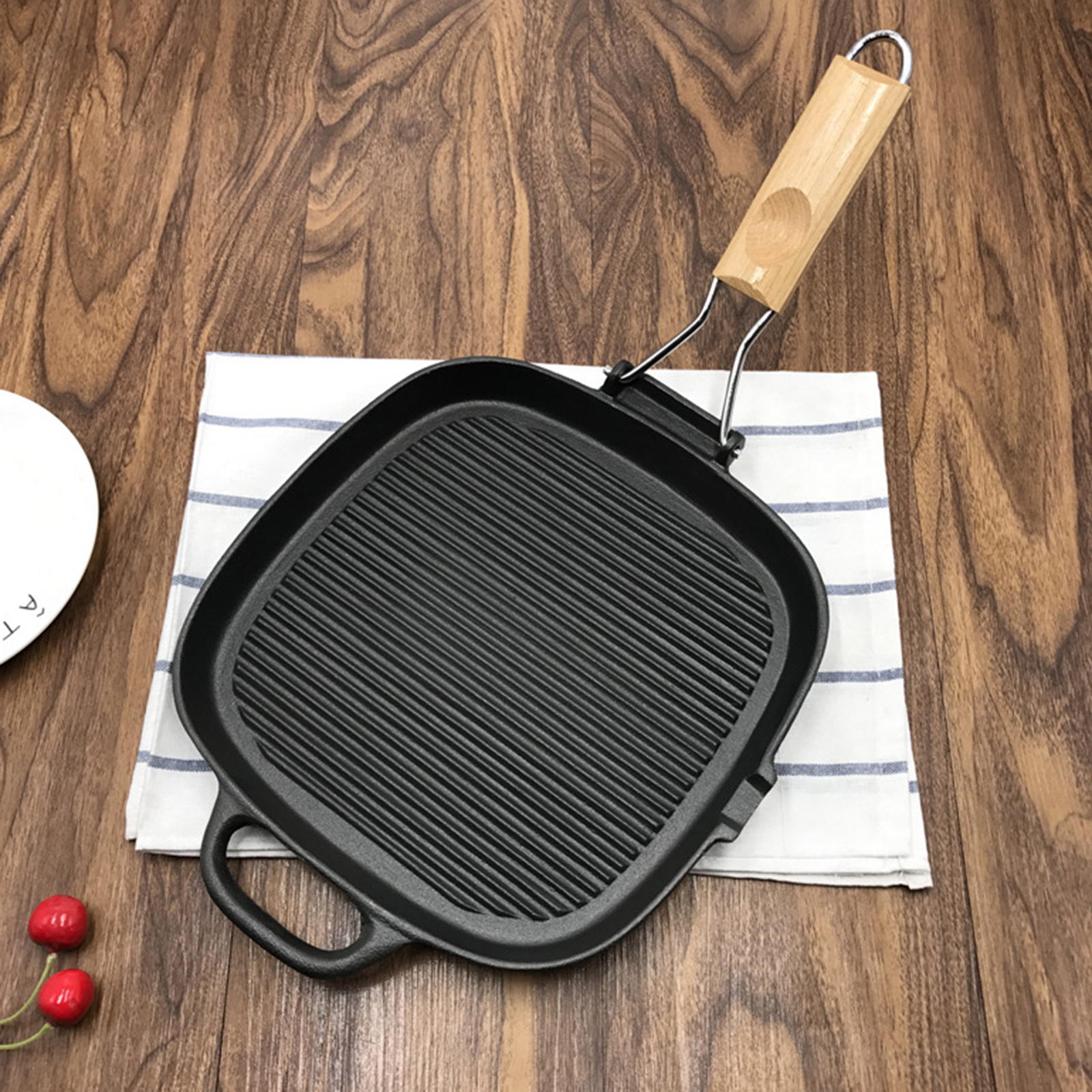 Grill Pfanne Faltbare Griff 25cm Antihaft-pfanne BBQ Bratpfanne Kochen Pfanne