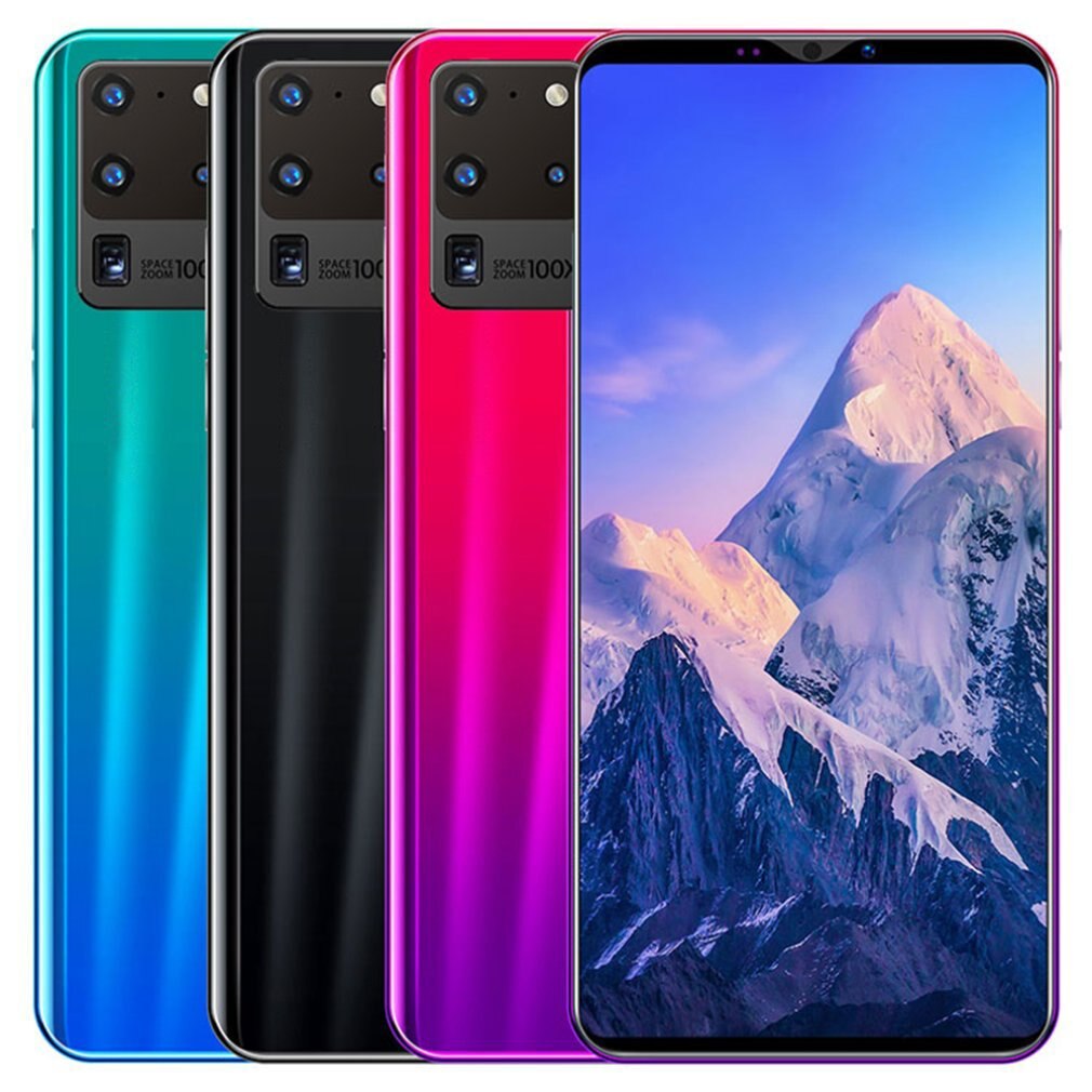 S20 pro smartphone 5.8 tommer skærm smartphone 512m+4g android smartphone 3d glasbelagt bagcover sort