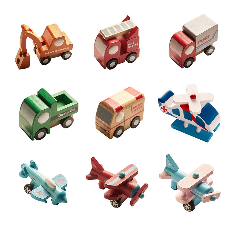 1 PCS Kinder Holz Autos Zug Flugzeug Lkw Modell Spielzeug Montessori Holz Bildung Fahrzeug Spielzeug Simulation Autos Decor