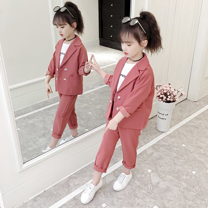 Meisjes En Najaar Pak En Kleding Versie Van Kinderen Westerse Stijl Meisje Pak Modieuze Twee-delige Set
