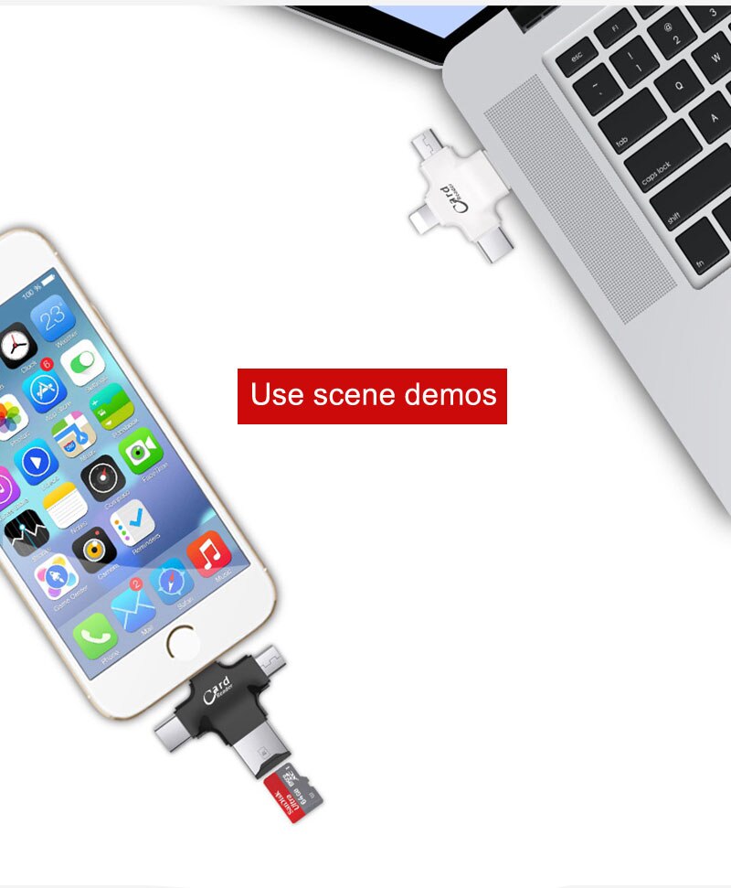 mini 4 w 1 mikro SD czytnik kart microsd TF dla iPhone Xs XR 11 6 7 8 plus typ C mikro USB dla ipada dla Macbook OTG android PC
