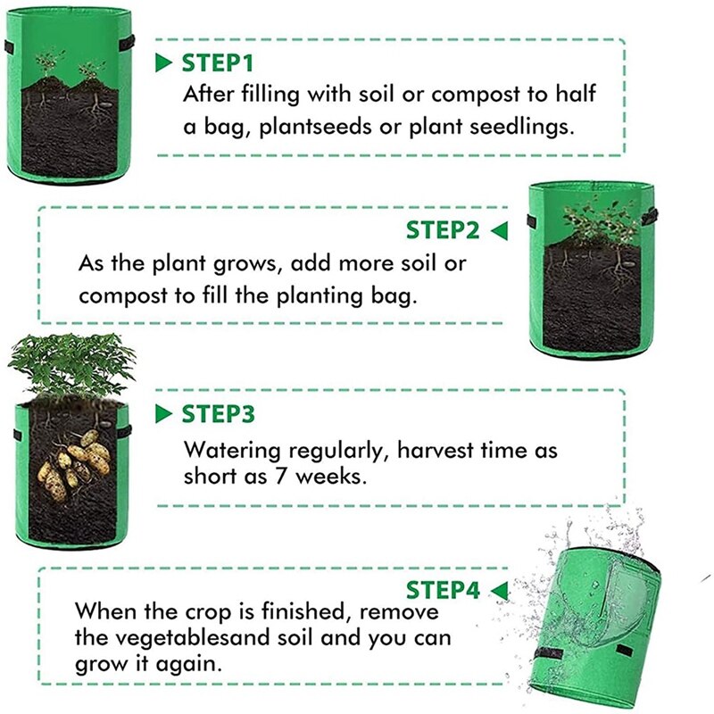 Potato Grow Bags , 2 Pack 10 Gallon Potato Growing Bags Potato Planting Bag Potato Planter with Flap and Handles