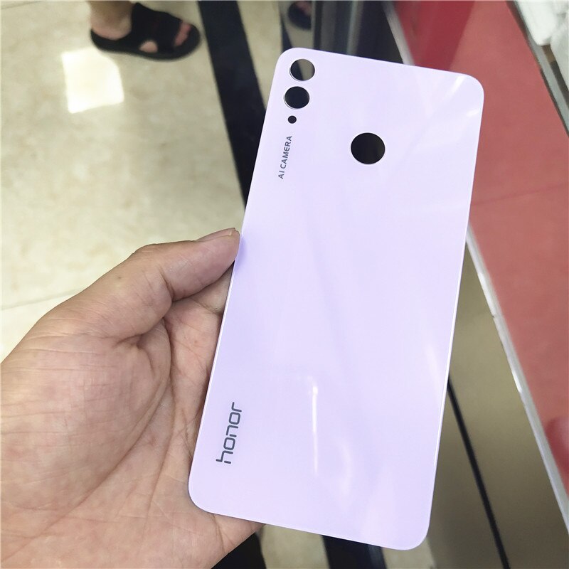 Boîtier de batterie arrière pour Huwei Honor 8X 8 X, panneau en verre avec autocollant adhésif de remplacement: Rose