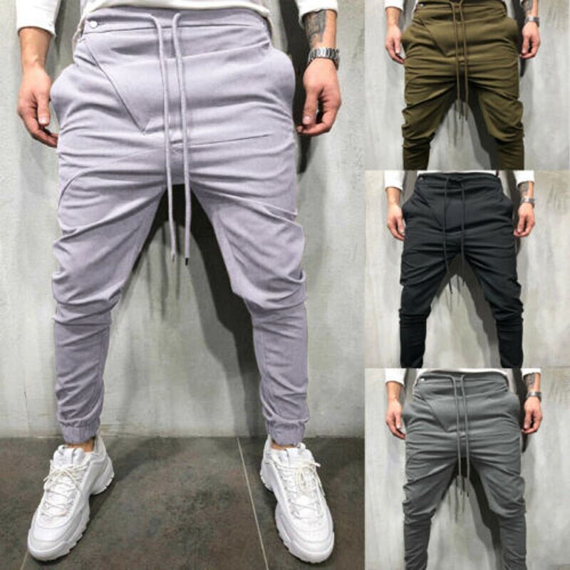 Merkki miesten perus jogger pehmeät housut puuvilla active urban slim fit kuminauha