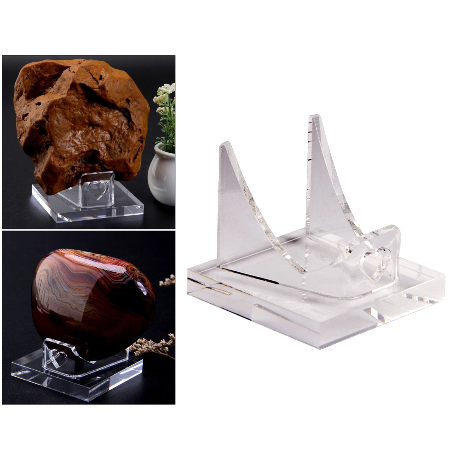 Acrylic Holder, Display Stand for Mineral Specimens Rocks Gemstone Geode Home Office Decoration