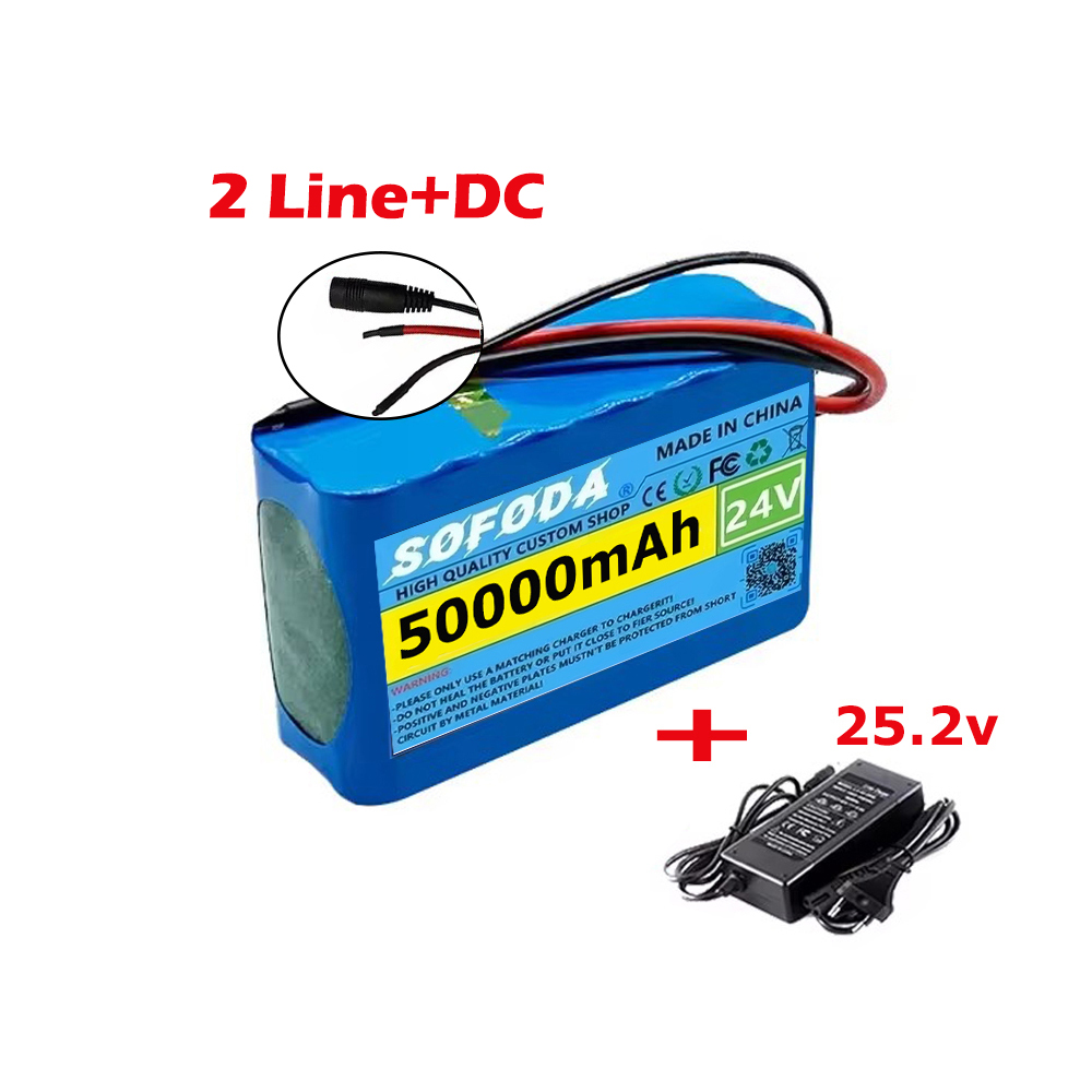 24v 50000 2 mah 6 s 2p 18650 litiumbatteri oppladbart batteri med bms-beskyttelseskort litiumionbatteripakke med lader: Grønn