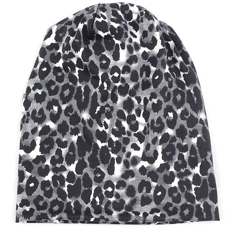 Geebro vinterhatte til kvinder mænd leopard blød bomuld polyester slouch huer hatte unisex hip hop hatte og kasketter: Sort