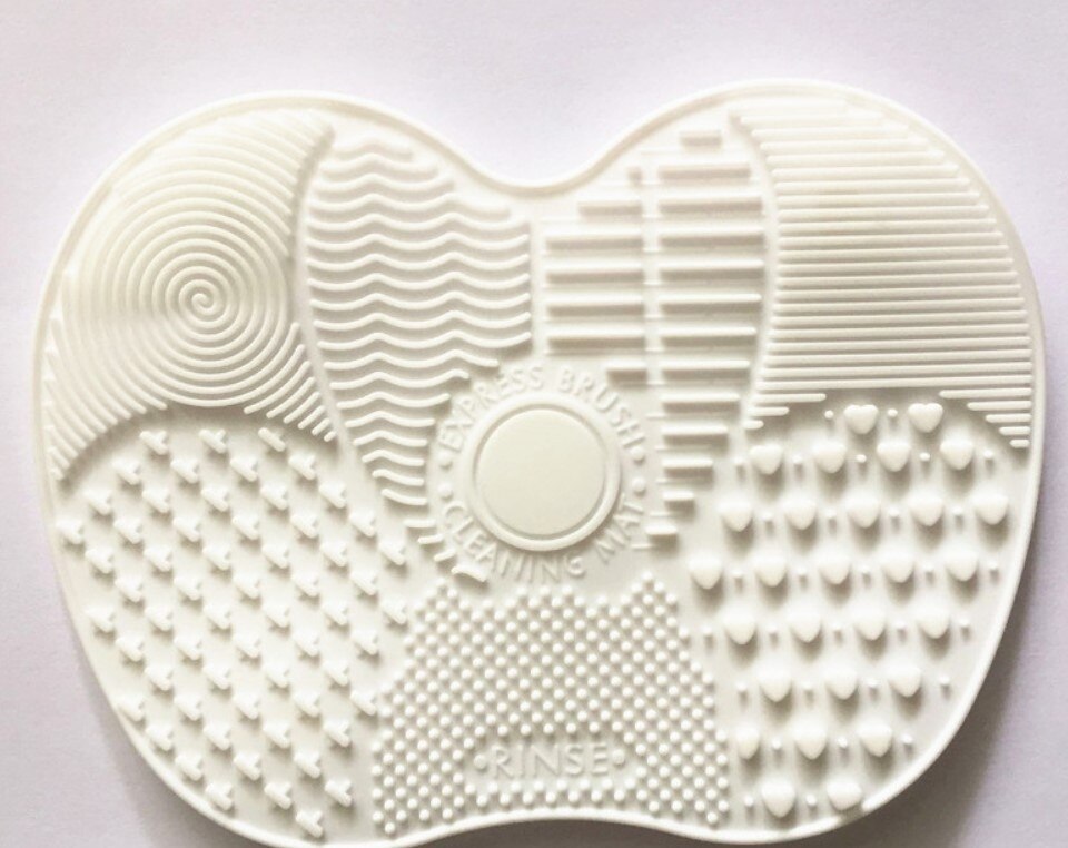Praktische siliconen wasmat make-up kwast schuurspons make-up kwast reinigingsmat siliconen klein nummer appel pad: Wit