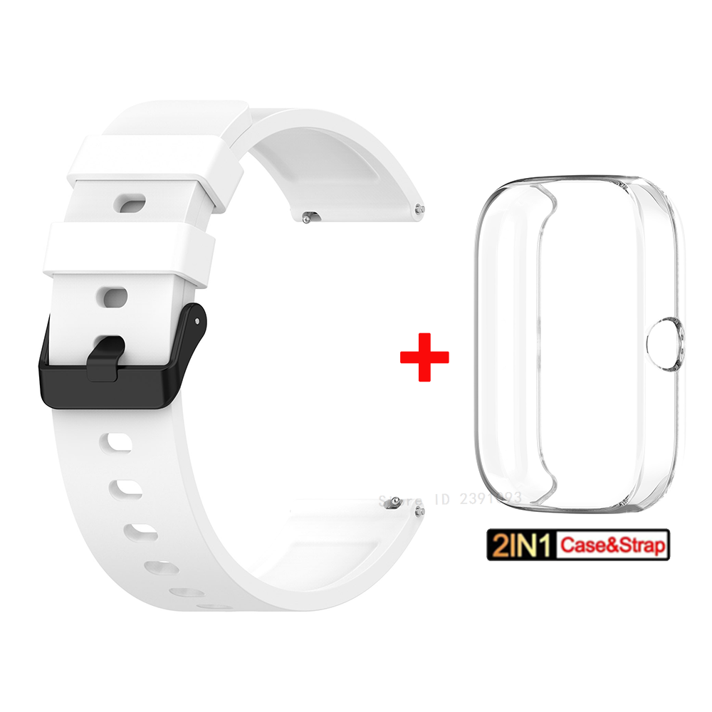 For Amazfit Bip 3 Silicone Strap+TPU Case Cover Wristband Bracelet for Huami Amazfit Bip 3 Bip3 Pro Watch Strap SmartWatch Case: S / Light Yellow
