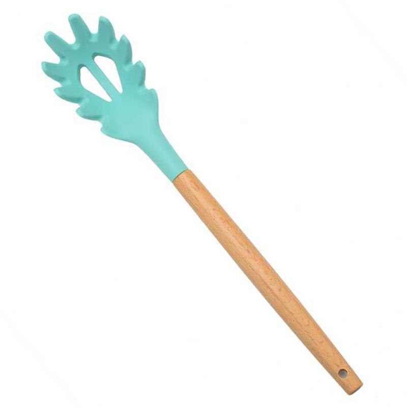 Mint Green Kitchen Utensil Non-Stick Wood Handle Cooking Utensil Premium Silicone Material Baking Spatula Spoon Kitchen Supplies: 7