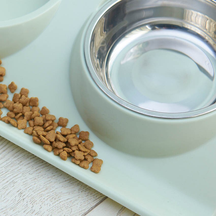 Dubbele hondenbakken voor puppy's, roestvrij staal, voerbak voor eten en drinken, anti-mors voerbak voor katten, drinkbak voor honden