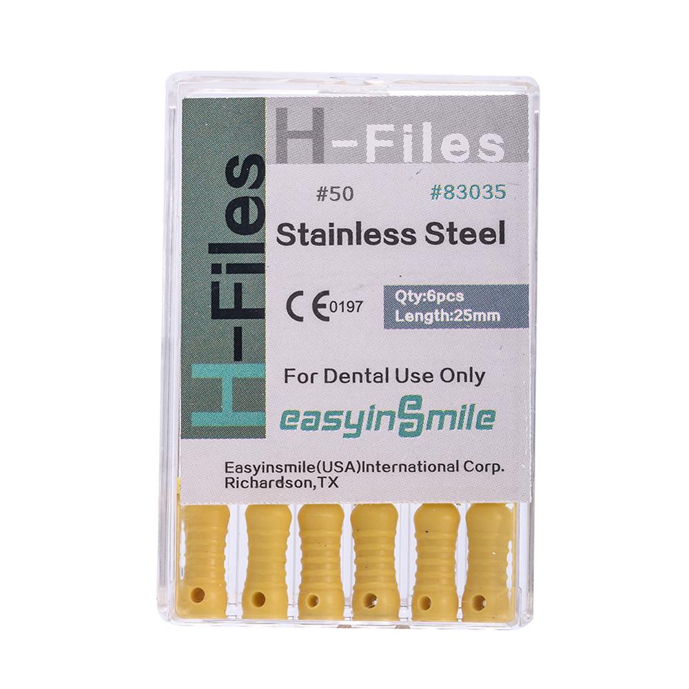 10Packs Dental Endo Stainless Steel Root Canal Endodontic H-Files Reamers Hand Use 25mm EASYINSMILE 6Files Per Pack: Size50