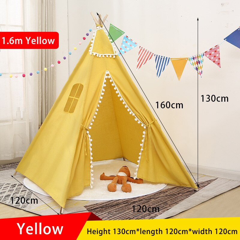 1.6M Children's Tent Wigwam House For Children Foldable Kids Playhouse Tipi Infantil Baby Child Teepee Tent For Kids: XM-WG-003-1.6-Yellow