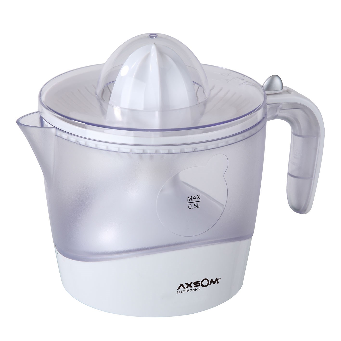 Exprimidor de Zumo Eléctrico Citravit de Axsom, Dos Tamaños de Conos y Control de Pulpa Ajustable, Capacidad de 500ml.