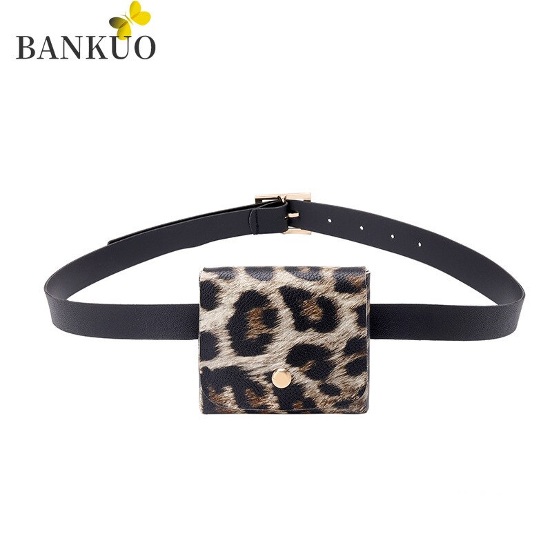 Bankuo Vrouwen Portemonnee Pu Leer Luipaard Zebra Patroon Bark Patroon Riem Tas Mode Fanny Taille Pack Mini Lipstick Zak c313