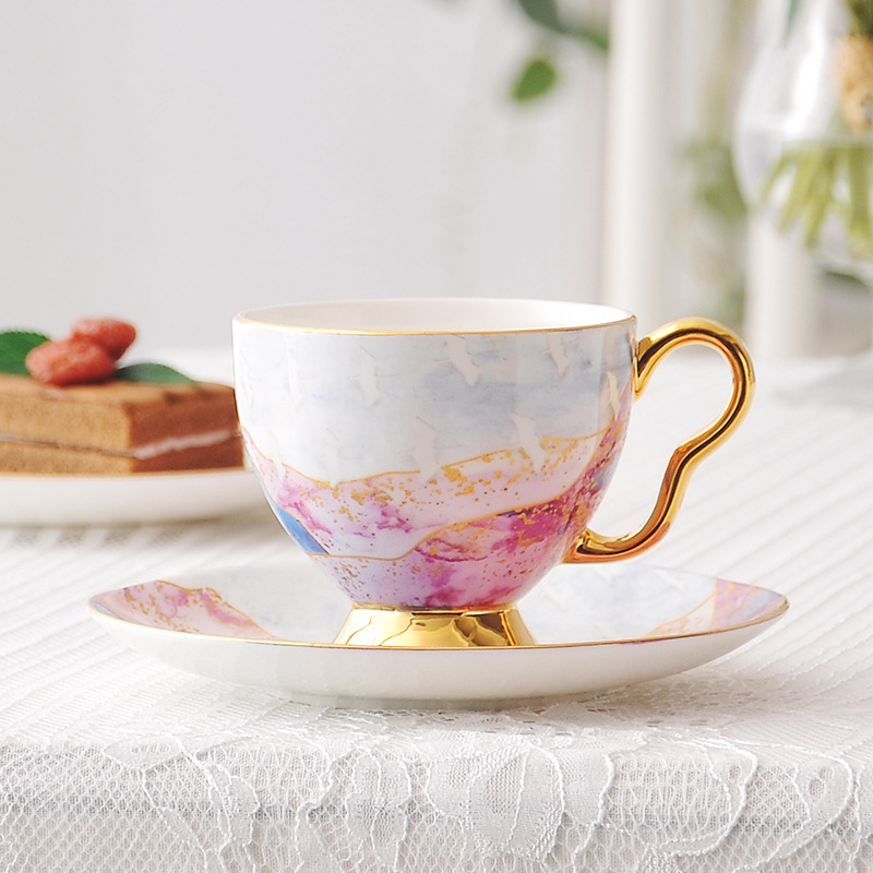 Pastoral Nordic Cup Saucer Bone China Creativity Teaware Reuseable Eco Friendly Cup Saucer Coffee Canecas Home Decoration EK50BD