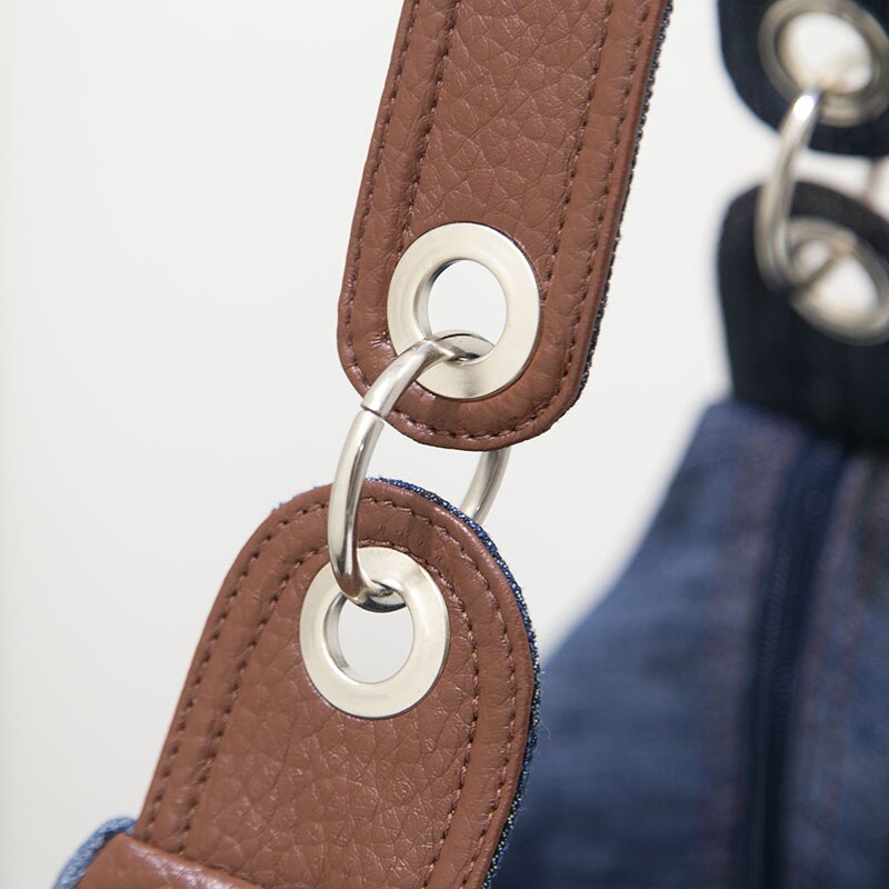 Women Denim Tote Bag Casual Canvas Jean Large Capacity Top Handle Bag One Shoulder Bags