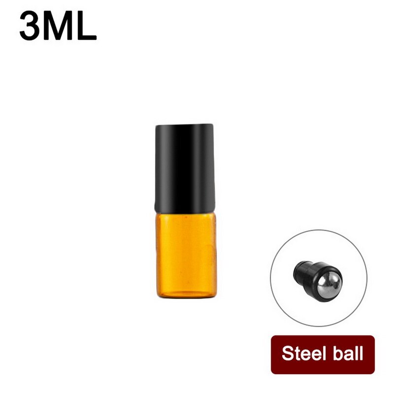 2ml, 3ml, 5ml, 10ml, bouteille en verre brun, cristal mince, petite bouteille de parfum d'huile brune, bouteille d'échantillon d'essai: 3ml steel ball