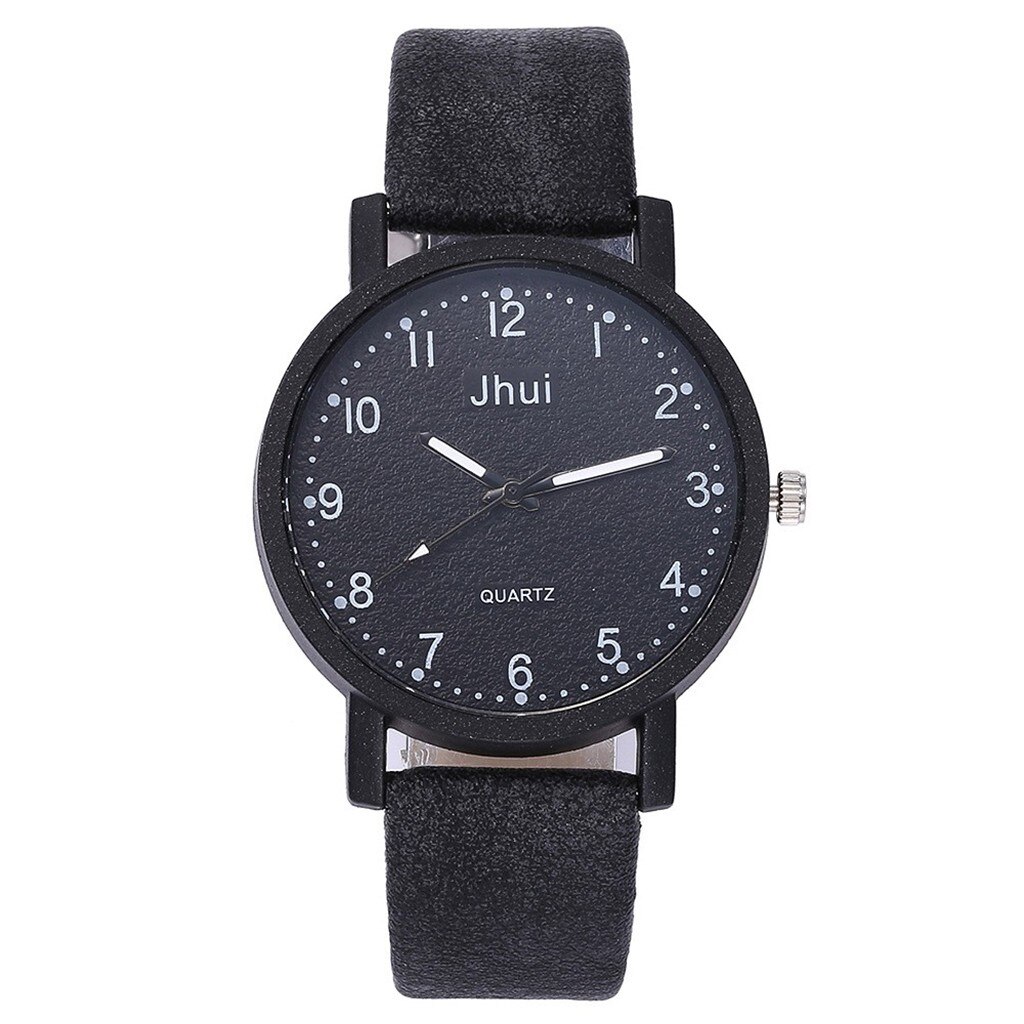 Women's Watch Jhui Casual Male Female Quartz Men Watches Leather Band Bracelet Analog Wrist Ladies Girls Clock: B
