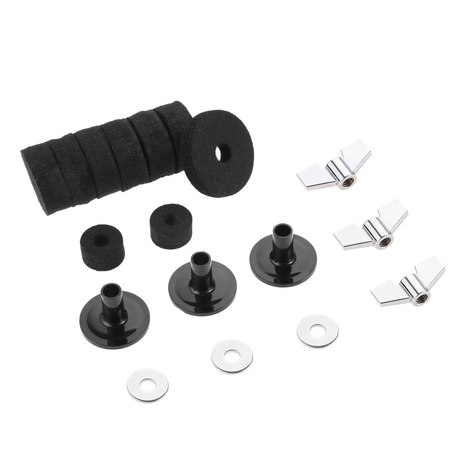 Feutres de cymbale pour chapeau, pochette, feutre, tasse, manches de support, avec écrous d&#39;aile de Base et rondelle de cymbale pour tambour, lot de 18 pièces