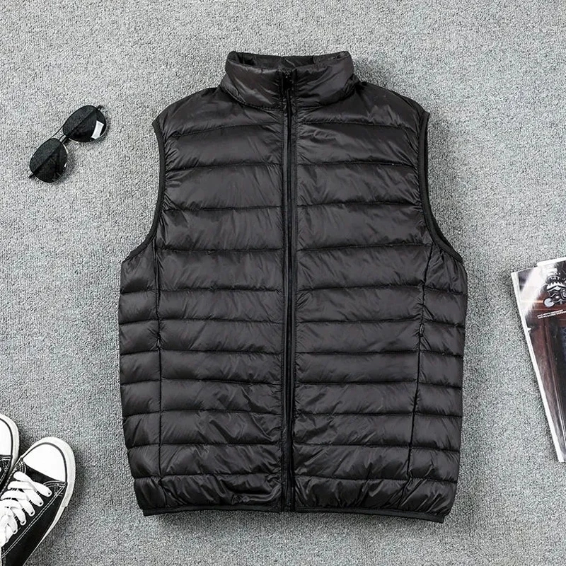 Men Ultra Light Down Vests Sleeveless Jacket Men Portable Lightweight Windproof Waistcoat Autumn And Winter Warm Coats