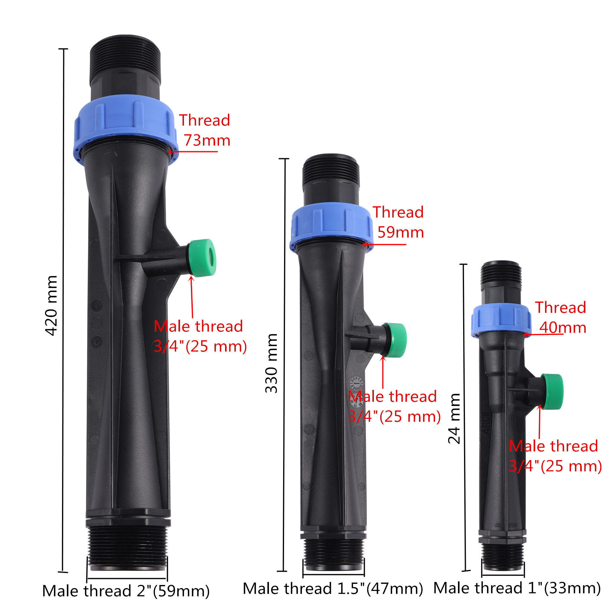 1 " /1.5 "  /2 " venturigødningsapplikator havevanding gødningsinjektor automatisk gødningsinjektor gødningsblander