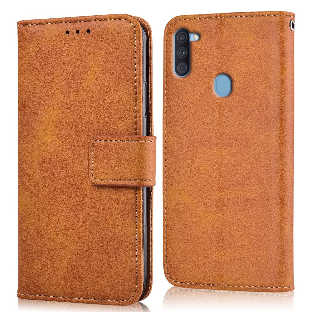 Voor op samsung galaxy  m11 hoesje cover voor samsung galaxy  m11 coque portemonnee leren hoesje voor samsung  m11 hoesje: Niu-geel