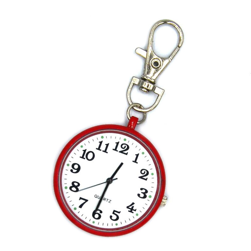 Quartz Pocket Watch Keychain Clocks Round Dial Portable Simple Pendant for Women Men H9: rose red