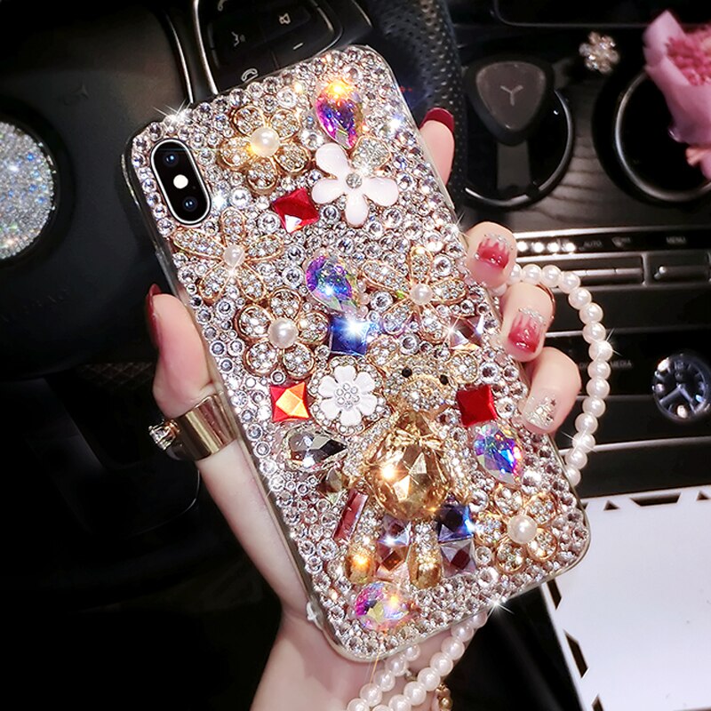 Sunjolly oso Rhinestone funda para samsung Galaxy S20 más S20 Ultra A71 A51 A21 A01 M40S M30S A70S A20S A10S cubierta de diamante de coque