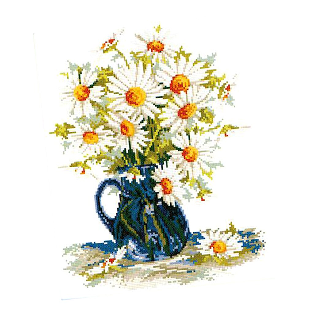 Daisy Flower Cross Stitch Kits for Beginner DIY Art Embroidery Works