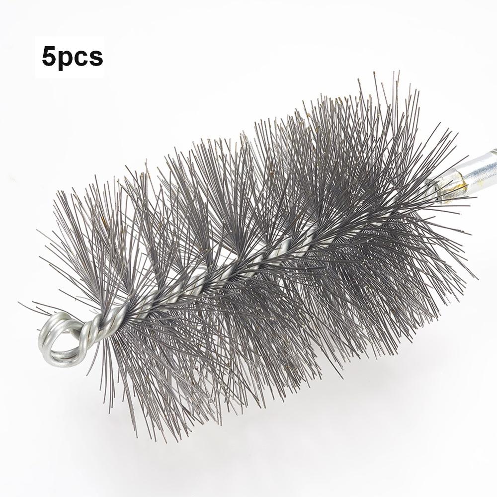2pcs/5pcs 12mm Thread Wire Brush Metal Handle 18~80mm Brush Working Diameter Steel Wire Pipe Tube Cleaning Chimney Brush Kit: 80mm x5pcs