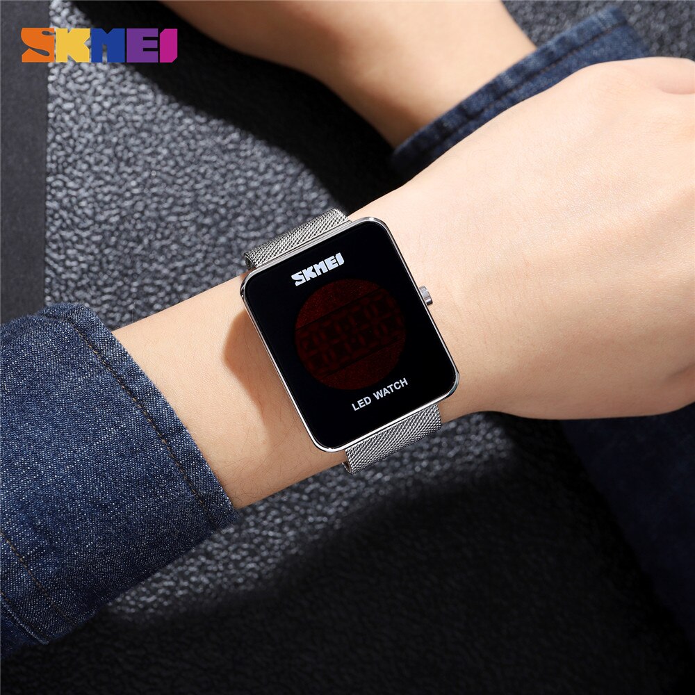 Skmei Led Tijd Datum Display Waterdicht Man Klok Japan Digitale Beweging Rvs Heren Horloges Relogio Masculino 1900