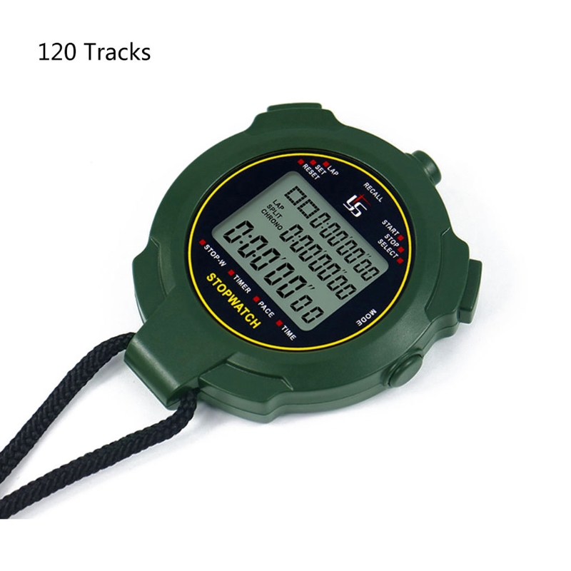 Stopwatch Timer 3-Row 10-120 Lap /Split Memory Count up/Down Timer Large Display w/ Pace Mode Clock: 120