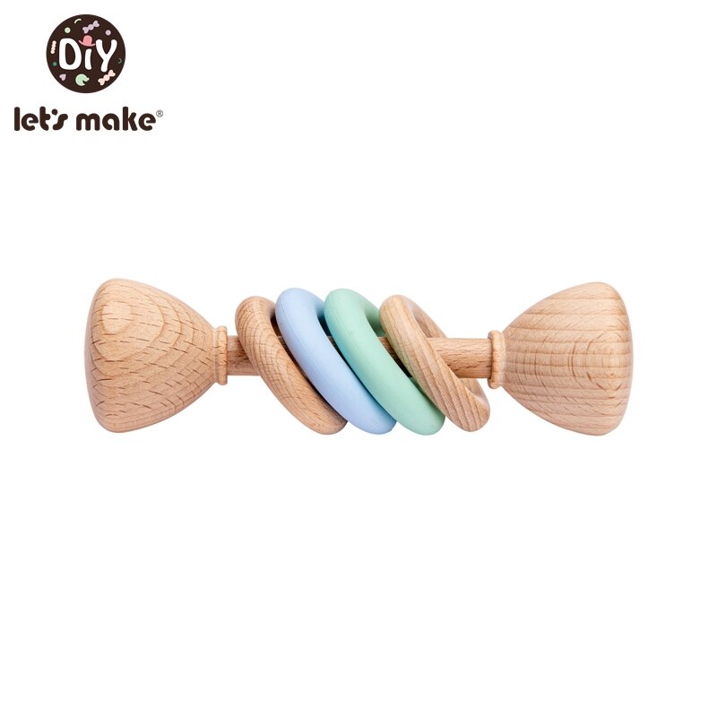 Let's make 5pcs BPA Free Natural Beech Wooden Teething Rings Baby Toys Tiny Rod Baby Shower Montessori Play Gym Rattles: type 10