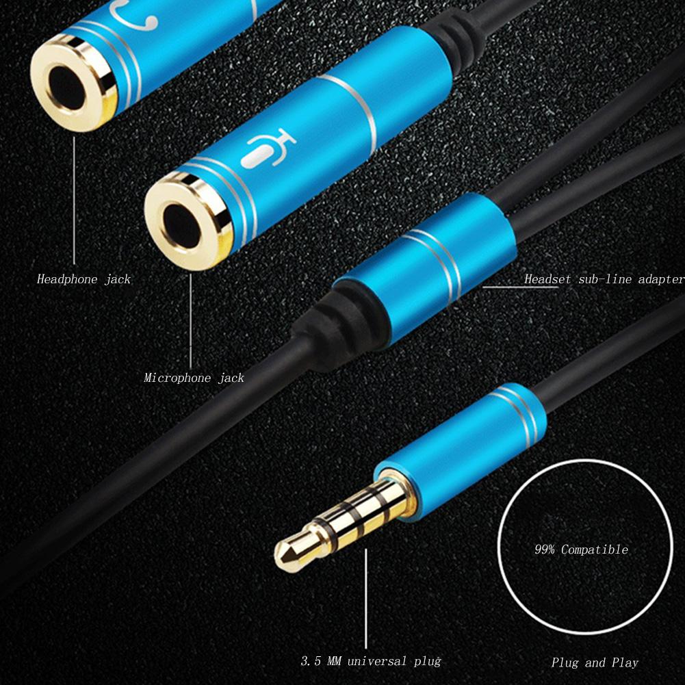 3.5mm Stereo Audio Cable Male To 2 Female Headset Mic TRRS Y Splitter Cable Adapter Mobile Phone Adapters & Converters