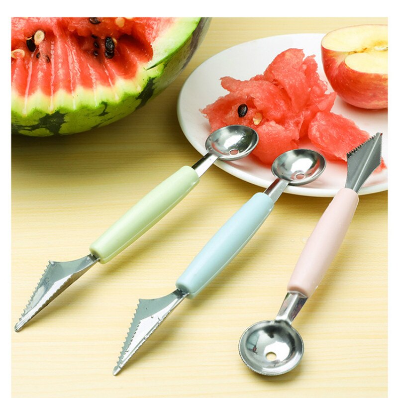 Cuchara de excavación de bolas de helado 2 en 1, herramienta de sandía, melón, fruta, tallado, Diy, surtido de platos fríos, accesorios de cocina, 1 ud.