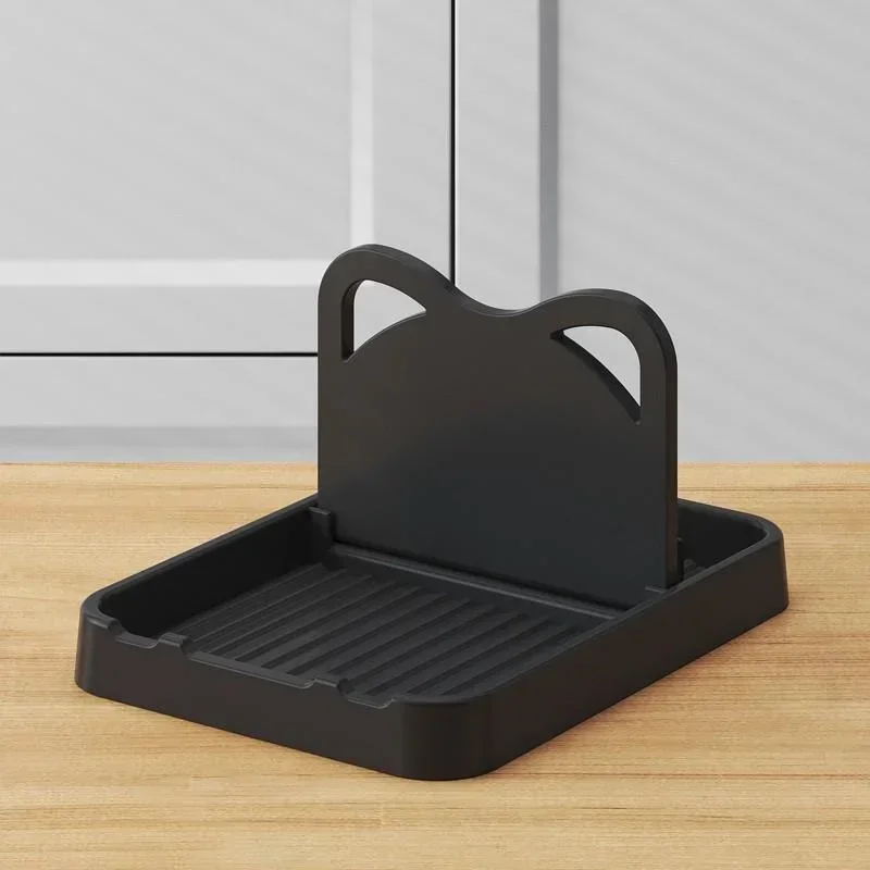 Soporte para tapa de olla, soporte para cubierta de olla, soporte para cuchara, tapa para olla, espátula, estante de almacenamiento para cuchara, accesorios de cocina: Negro
