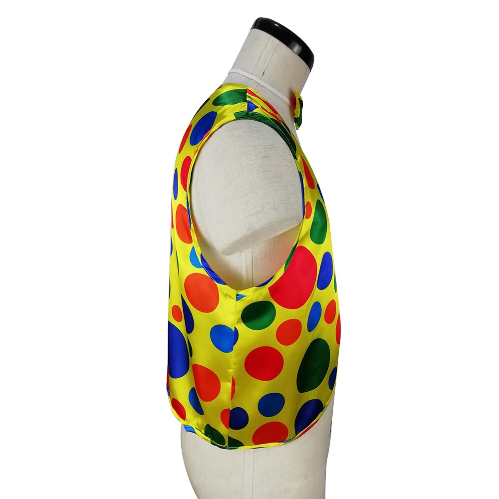 Trcosplay volwassen heren vest met gekleurde stippen circus clown vest en vlinderdas magische showkleding maskerade kostuums clown serie