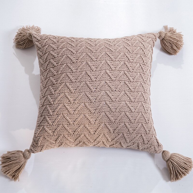 Chenille Breien Sierkussen Kussensloop Zachte Thuis Montage Versieren Huishouden Dirt-Proof Decoratieve Kussensloop Kinderen: khaki