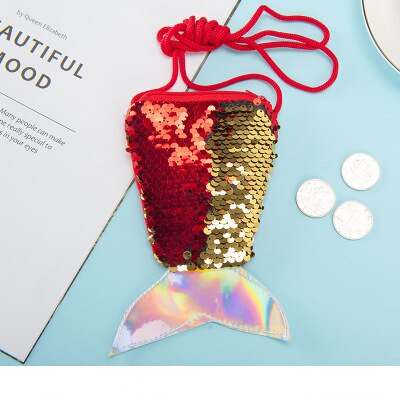 Porte-monnaie en forme de queue de sirène pour enfants, porte-monnaie souvenir, de mariage pour les invités, fournitures pour de fête de demoiselle d'honneur: Red