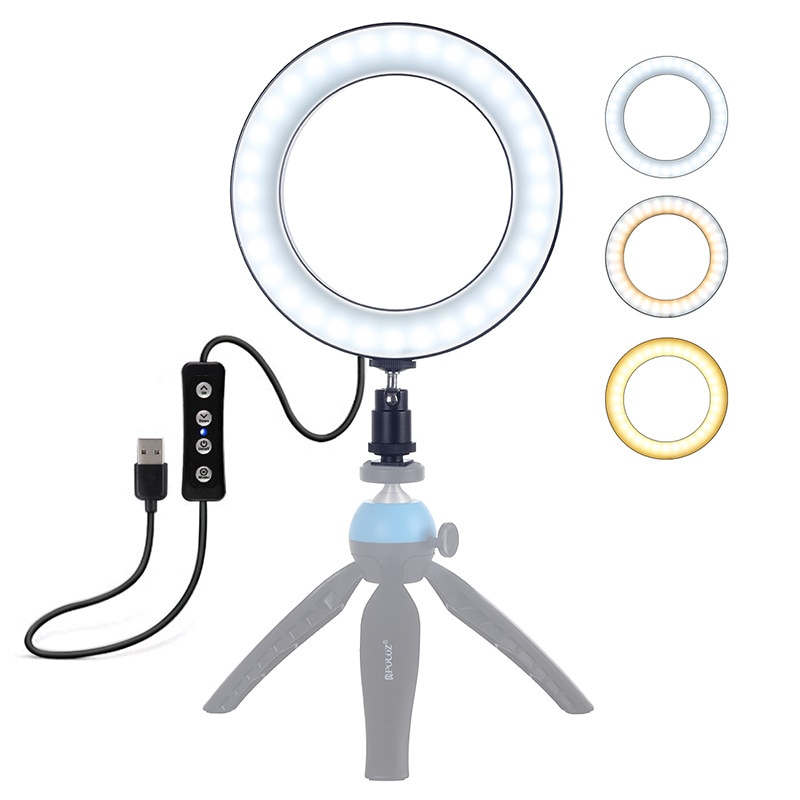 Puluz 4.6 Inch Usb 3 Modes Dimmable Photography Photographic Studio Ring Light Led Video Light & Cold Shoe Tripod Ball Head