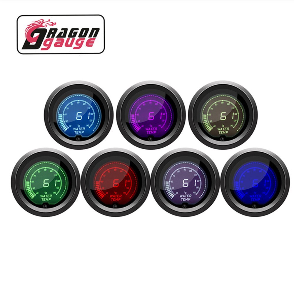 「 smok 」 52mm miernik temperatury wody czujnik temperatury samochodu cyfrowy wyświetlacz 7 kolory jasne licznik samochodowy konwersji nadające się robić samochodu 12V